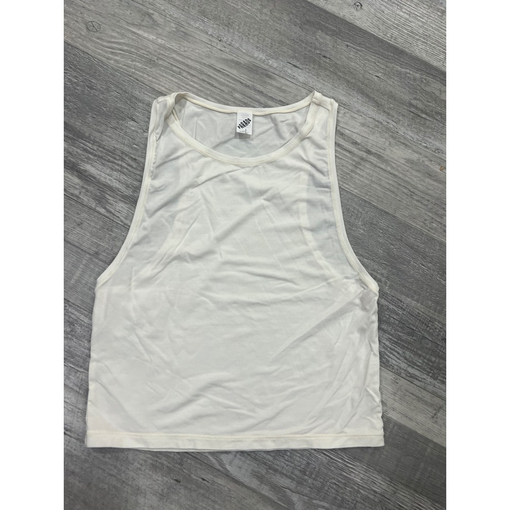Parade Womens Cropped Muscle Tank Top Off White Cream Sleeveless Size M
